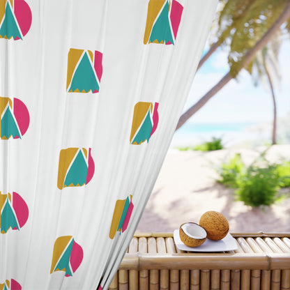 Geometric Color Block Curtain Panel — Modern Mid-Century Window Drapery