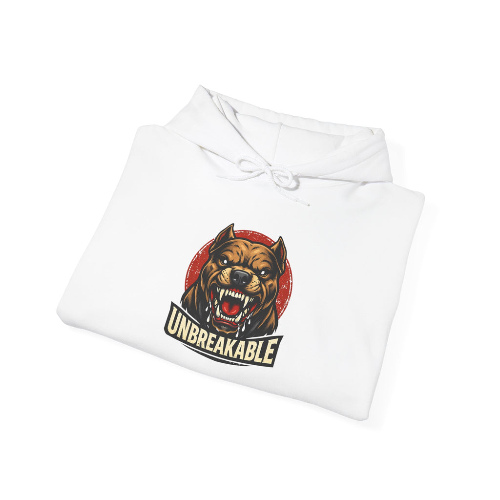 Unbreakable Dog Hoodie — Graphic Pullover with Roaring Dog Design