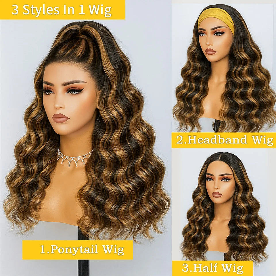 1B30 Gradient color Half wig Human Hair Body Wave Loose Wave Full Machine Made Body wave human hair wigs For Women - Merit Sell