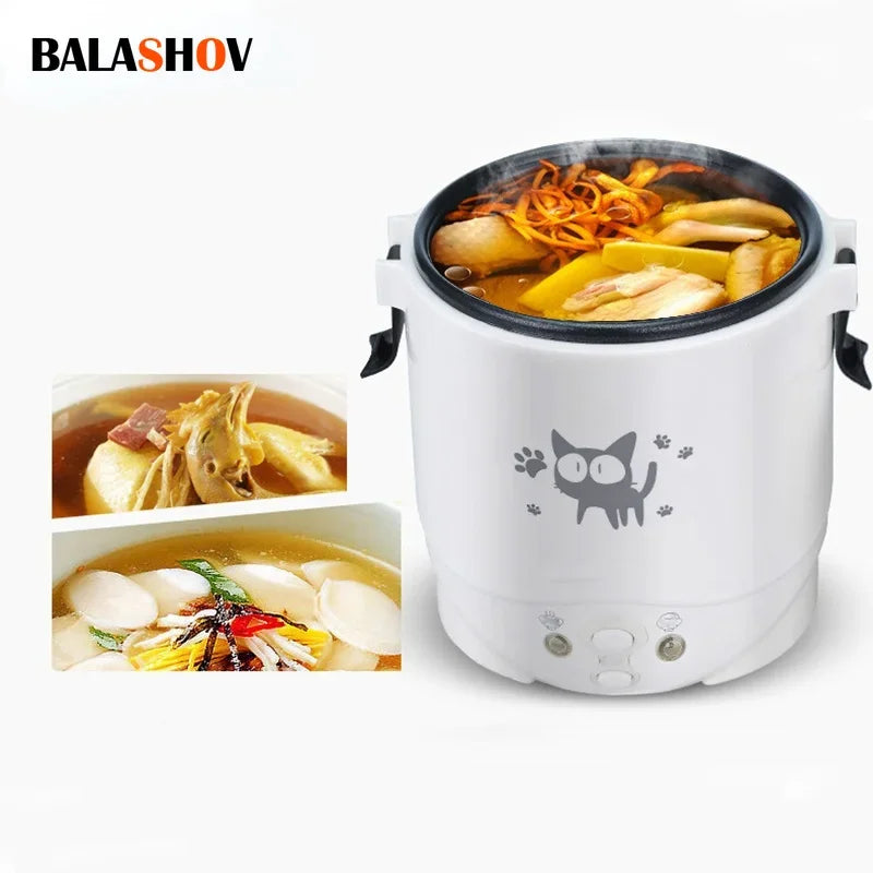 1L Car Mini Rice Cooker Multi-function Electric Water Food Heater Machine Lunch Box Warmer 2 Persons For Home Car SUV Truck - Merit Sell
