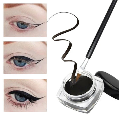1PC Waterproof Gel Eyeliner Mini Eyeliner Gel Cream With Brush Makeup Cosmetic Black Waterproof Eye Liner Pen - Merit Sell