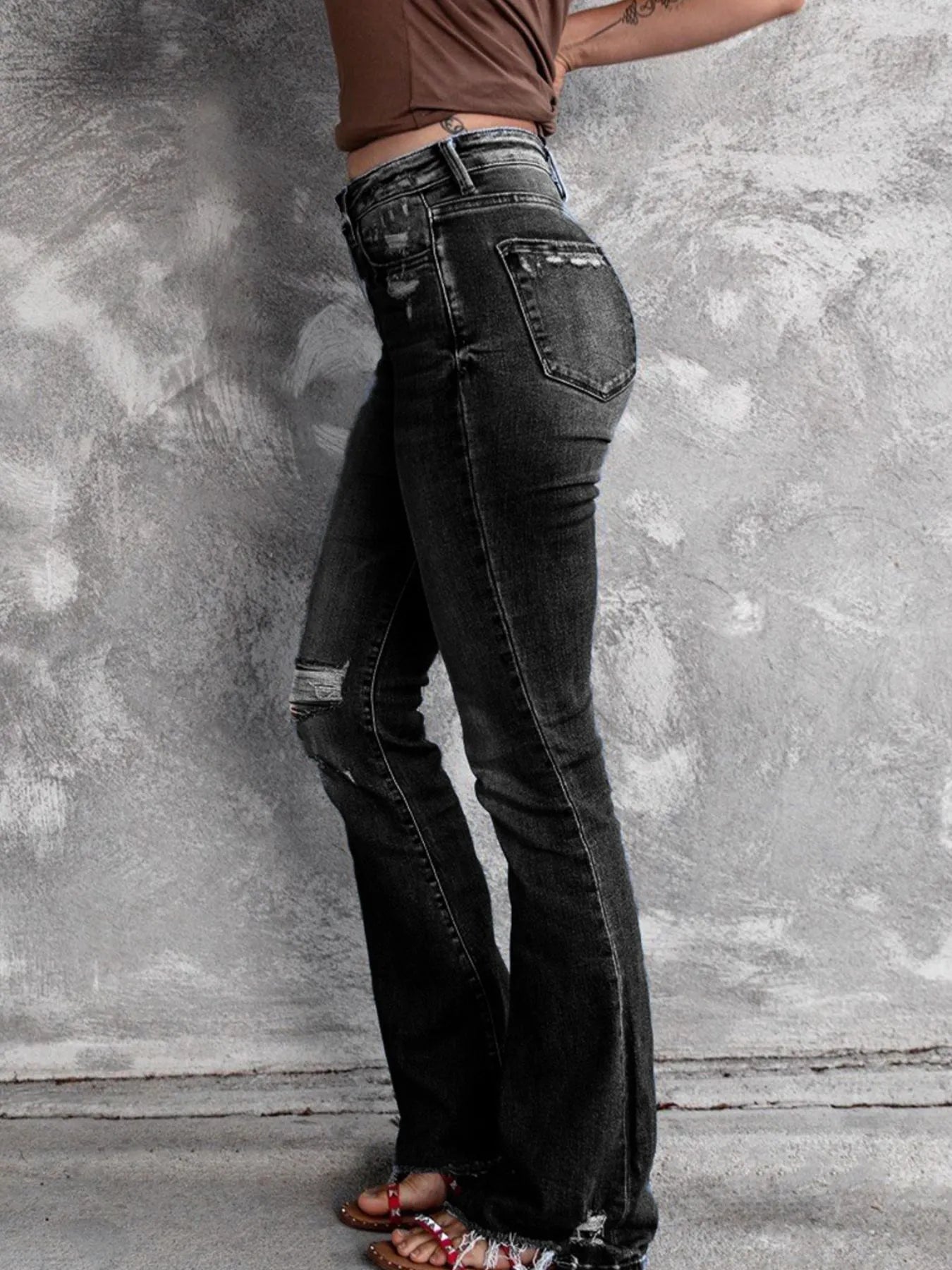Distressed Flare Jeans - Merit Sell