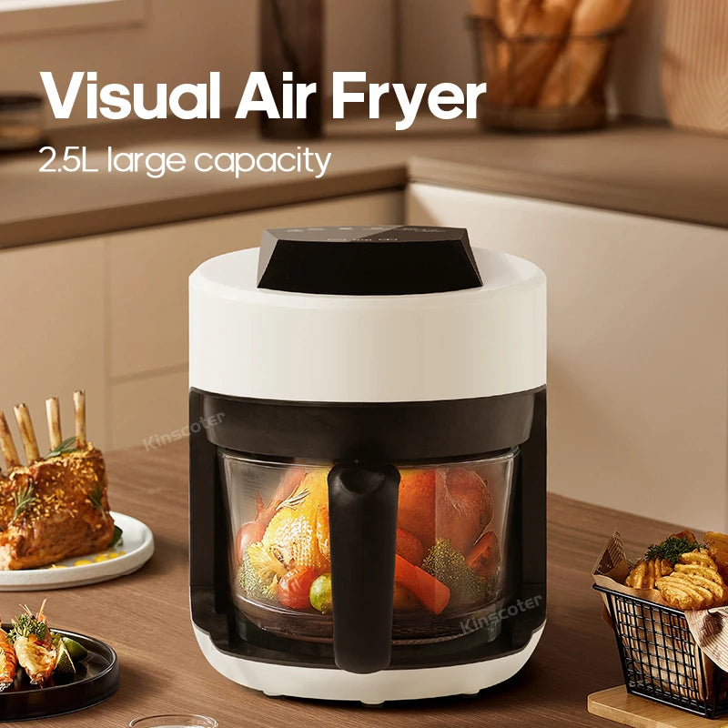 2.5L Air Fryer, Electric Hot fryer Oven Oilless Cooker with Touch Control & Nonstick Basket & Visible Window, Family Size - Merit Sell