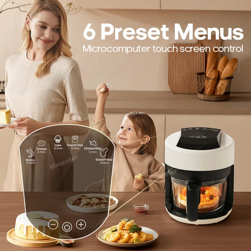 2.5L Air Fryer, Electric Hot fryer Oven Oilless Cooker with Touch Control & Nonstick Basket & Visible Window, Family Size - Merit Sell