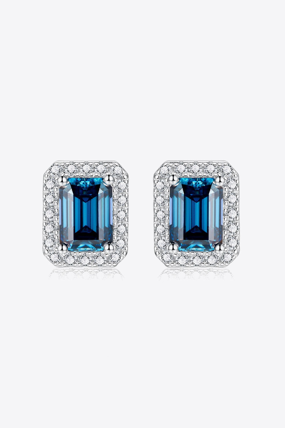 2 Carat Moissanite Stud Earrings in Indigo - Merit Sell