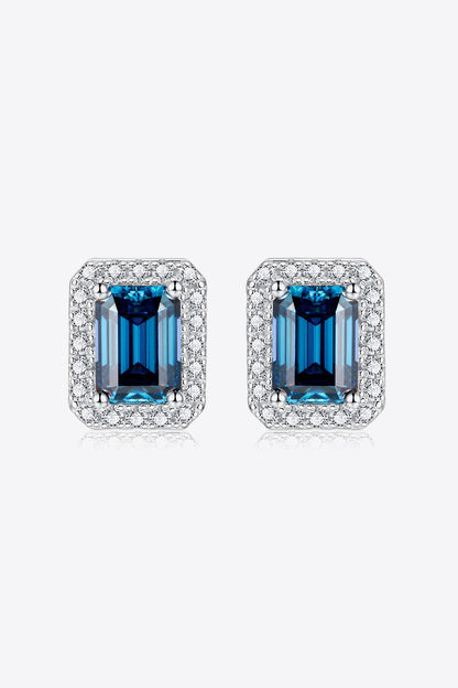 2 Carat Moissanite Stud Earrings in Indigo - Merit Sell