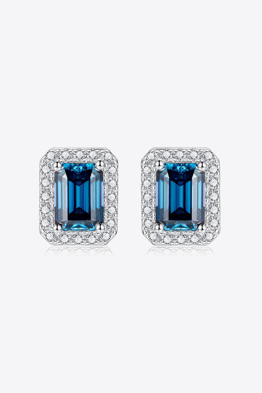 2 Carat Moissanite Stud Earrings in Indigo - Merit Sell