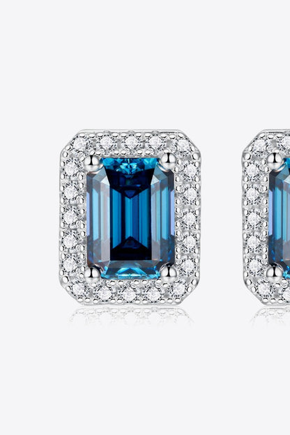 2 Carat Moissanite Stud Earrings in Indigo - Merit Sell