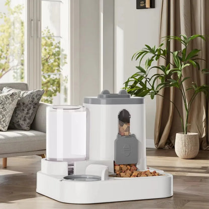 2 in 1 Automatic Pet Feeder and Water Dispenser Set Large Gravity Food Feeder Waterer for Small and Medium Cats Dogs - Merit Sell