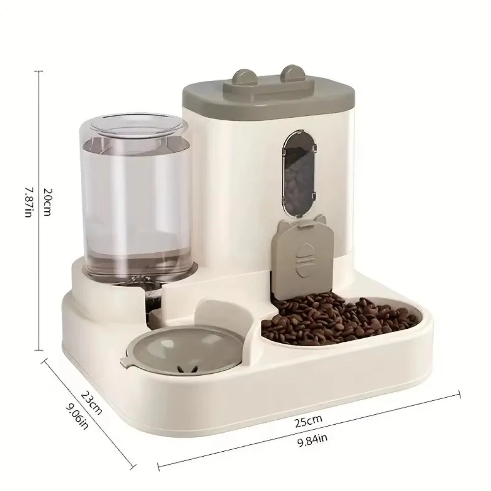 2 in 1 Automatic Pet Feeder and Water Dispenser Set Large Gravity Food Feeder Waterer for Small and Medium Cats Dogs - Merit Sell