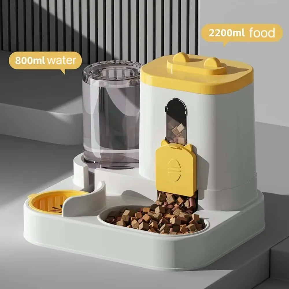 2 in 1 Automatic Pet Feeder and Water Dispenser Set Large Gravity Food Feeder Waterer for Small and Medium Cats Dogs - Merit Sell