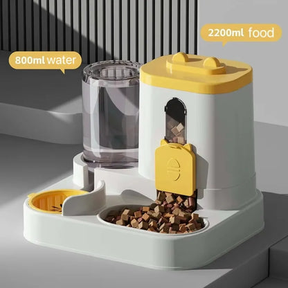 2 in 1 Automatic Pet Feeder and Water Dispenser Set Large Gravity Food Feeder Waterer for Small and Medium Cats Dogs - Merit Sell
