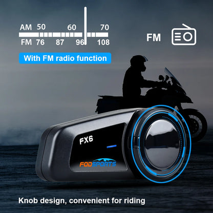 2 pcs Fodsports FX6 Helmet Bluetooth Intercom Motorcycle Wireless Helmet Headset Interphone,6 Riders,FM - Merit Sell