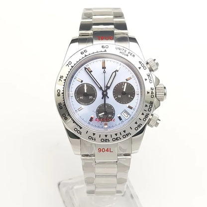 20 Colors dress 39mm Quartz Chronograph Sapphire Crystal Stainless Luminous Men's Watch VK63 Movement Calendar Strap - Merit Sell