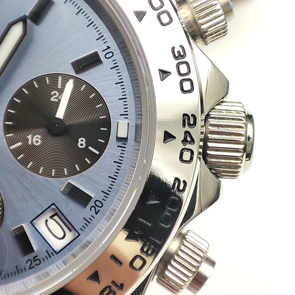 20 Colors dress 39mm Quartz Chronograph Sapphire Crystal Stainless Luminous Men's Watch VK63 Movement Calendar Strap - Merit Sell