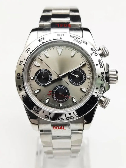 20 Colors dress 39mm Quartz Chronograph Sapphire Crystal Stainless Luminous Men's Watch VK63 Movement Calendar Strap - Merit Sell