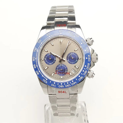 20 Colors dress 39mm Quartz Chronograph Sapphire Crystal Stainless Luminous Men's Watch VK63 Movement Calendar Strap - Merit Sell