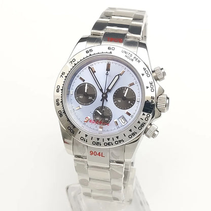 20 Colors dress 39mm Quartz Chronograph Sapphire Crystal Stainless Luminous Men's Watch VK63 Movement Calendar Strap - Merit Sell