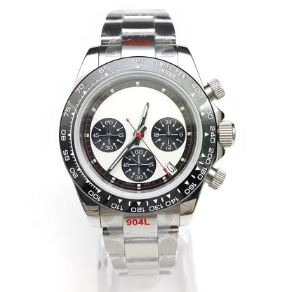 20 Colors dress 39mm Quartz Chronograph Sapphire Crystal Stainless Luminous Men's Watch VK63 Movement Calendar Strap - Merit Sell