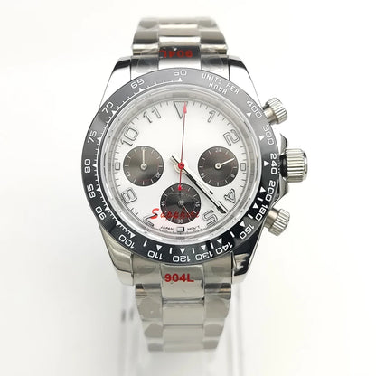 20 Colors dress 39mm Quartz Chronograph Sapphire Crystal Stainless Luminous Men's Watch VK63 Movement Calendar Strap - Merit Sell