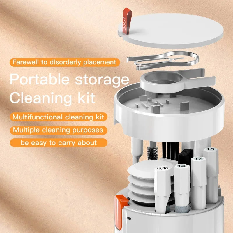 20 in 1 Laptop Keyboard Cleaning Tool Set Digital Camera Headset Mobile Phone Cleaner Kit Earphones Cleaning Pen Keycap Puller - Merit Sell
