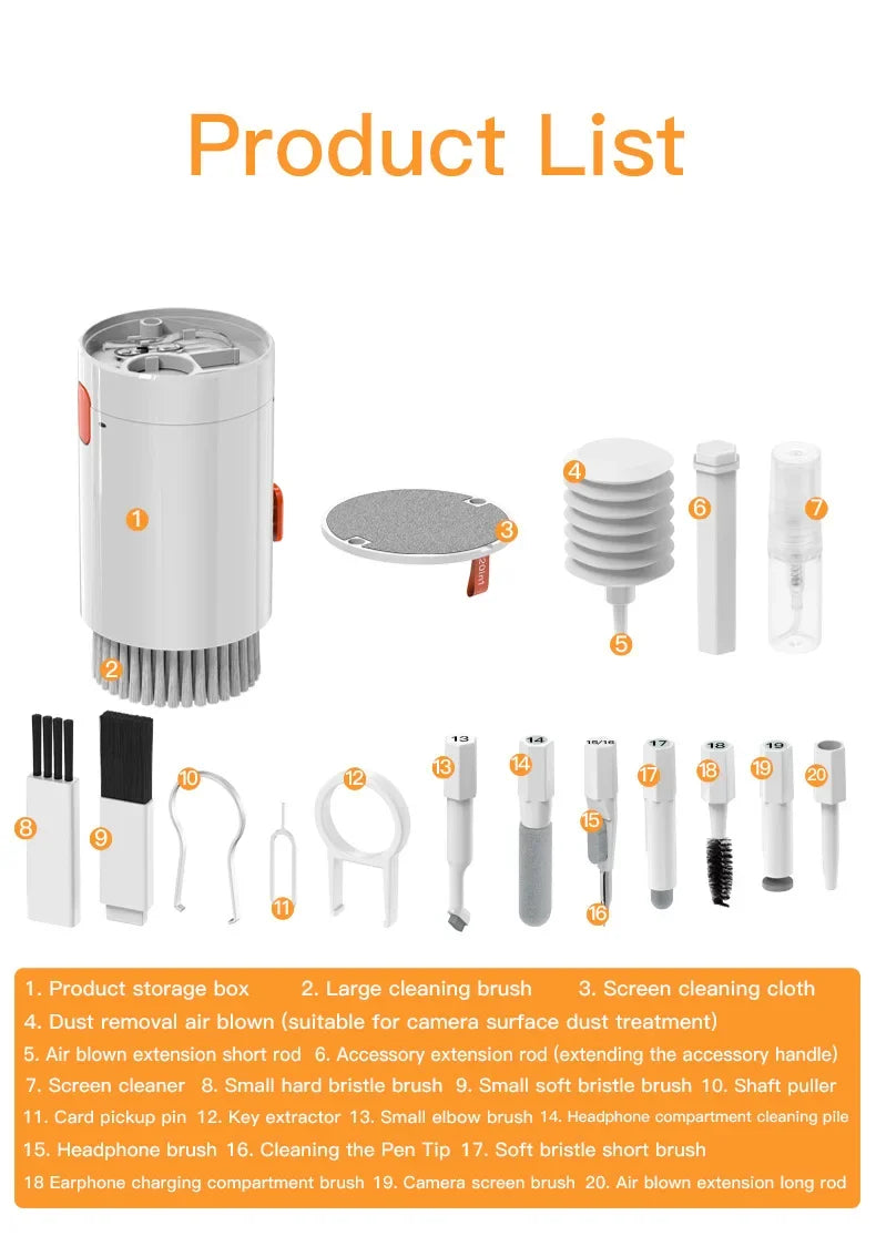 20 in 1 Laptop Keyboard Cleaning Tool Set Digital Camera Headset Mobile Phone Cleaner Kit Earphones Cleaning Pen Keycap Puller - Merit Sell