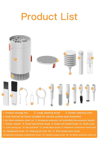 20 in 1 Laptop Keyboard Cleaning Tool Set Digital Camera Headset Mobile Phone Cleaner Kit Earphones Cleaning Pen Keycap Puller - Merit Sell