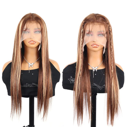 200% Highlight Ombre 360 Full Lace Front Wig 40 Inch 13x6 Bone Straight Hd Lace Frontal Colored Human Hair Wigs Honey Blonde Wig