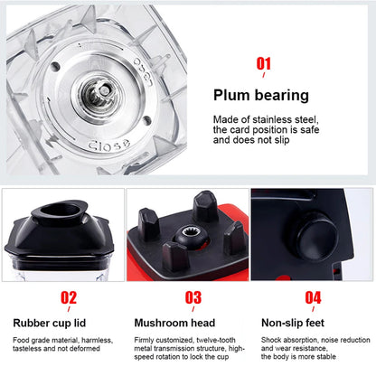 2000W Stationary Blender Heavy Duty Commercial Mixer Ice Smoothies Appliances for Kitchen Professional High Power Food Processor - Merit Sell