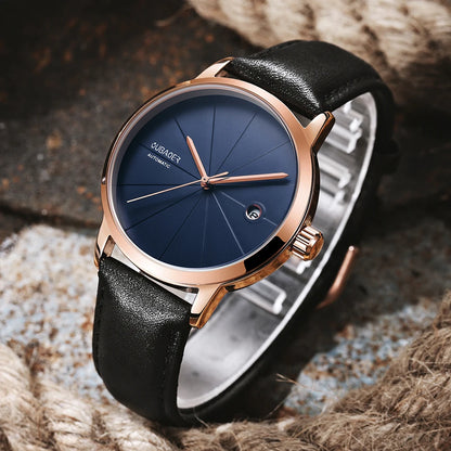 2024 OUBAOER Men Watch Automatic Mechanical Watches Bussiness Leather Strap Wristwatches Waterproof Classic Minimalist Clocks - Merit Sell