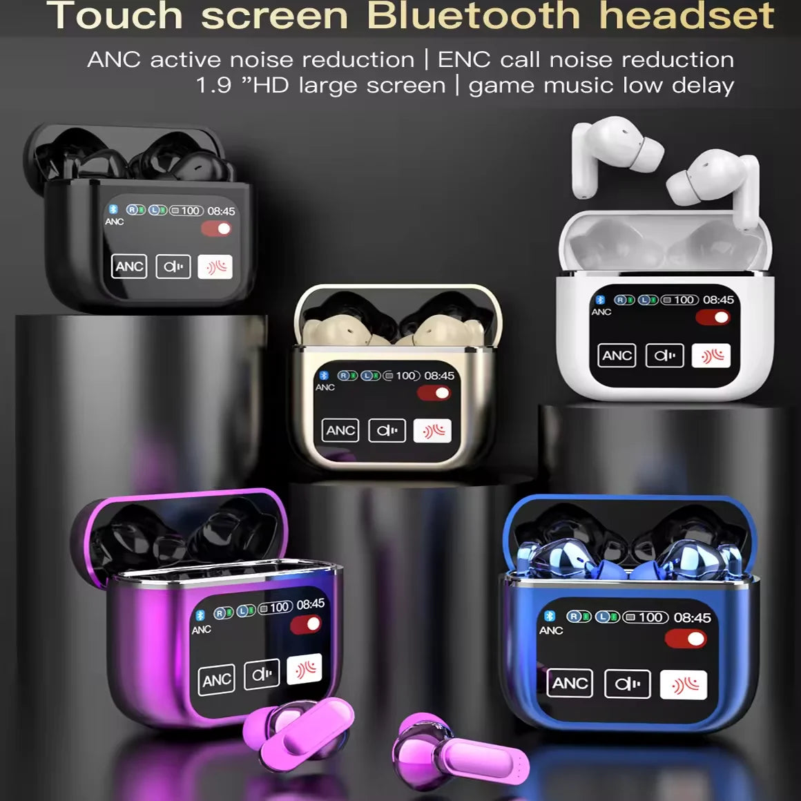 2024 SE-60 ENC ANC Bt V5.4 Support Video Stereo LCD Screen Display Earbuds Earphone Gaming Headset A9 A11 A12 Pro - Merit Sell