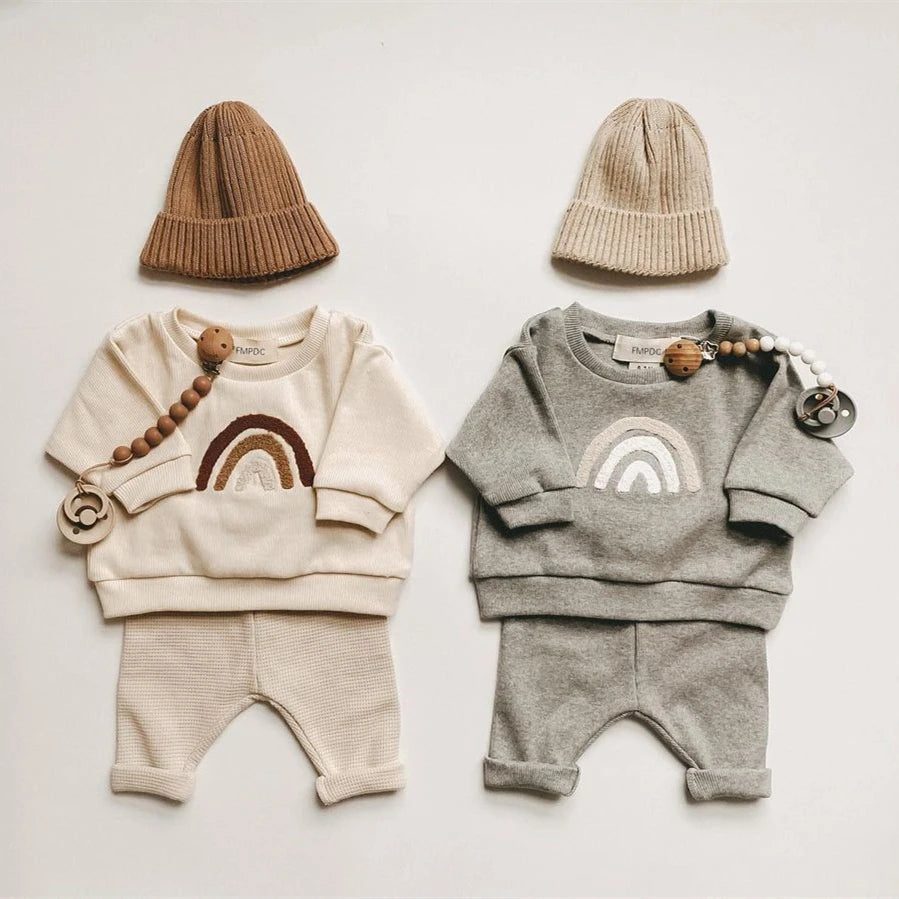 2024 Spring Baby Boys Clothes Cute Organic Cotton Sets Girls Long Sleeve Casual Sweatshirt+Pants 2pcs Kids Clothes Sports Suit - Merit Sell