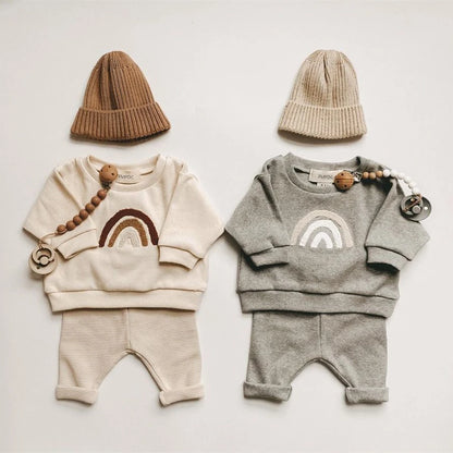 2024 Spring Baby Boys Clothes Cute Organic Cotton Sets Girls Long Sleeve Casual Sweatshirt+Pants 2pcs Kids Clothes Sports Suit - Merit Sell