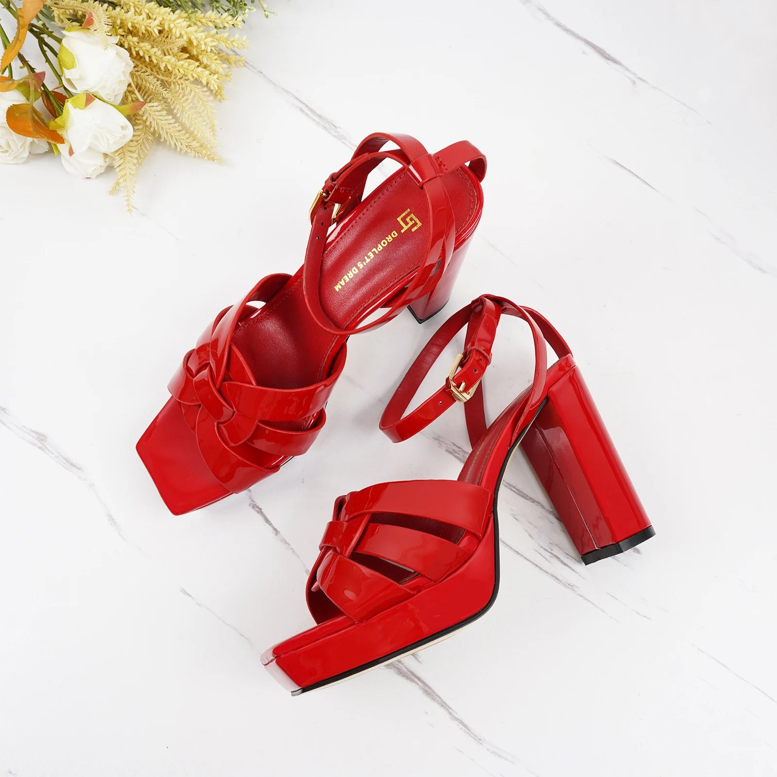 2024Classic Design Women's Sandals Summer Sexy Party High Heels Square Head Bare Toe Anti Slip Banquet Large Women's Shoes 35-42 - Merit Sell