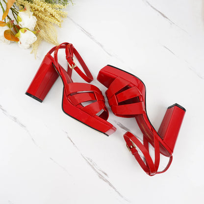 2024Classic Design Women's Sandals Summer Sexy Party High Heels Square Head Bare Toe Anti Slip Banquet Large Women's Shoes 35-42 - Merit Sell