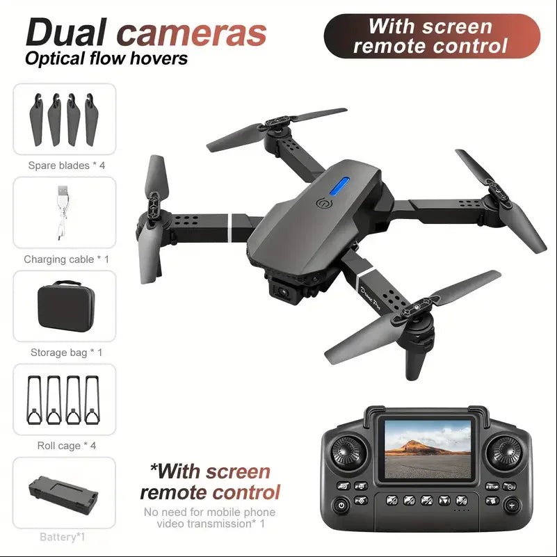2025 E88 Drone HD Dual Camera, Screen Control No Phone Needed, One-Key Takeoff/Return, Wi-Fi App, USB Charging, Drop-Resistant, - Merit Sell