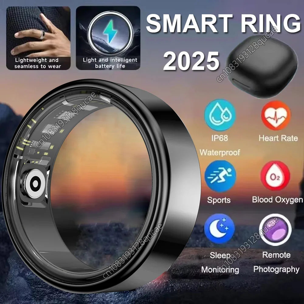 2025 New Smart Ring Heart Rate Blood Pressure Sleep Monitoring Motion Tracking IP68 Waterproof Men Women Smart Ring Holiday Gift - Merit Sell