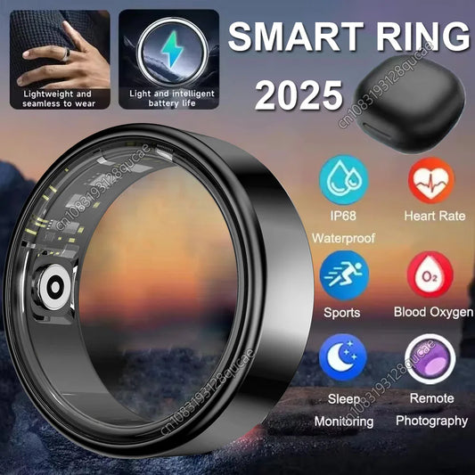 2025 New Smart Ring Heart Rate Blood Pressure Sleep Monitoring Motion Tracking IP68 Waterproof Men Women Smart Ring Holiday Gift - Merit Sell