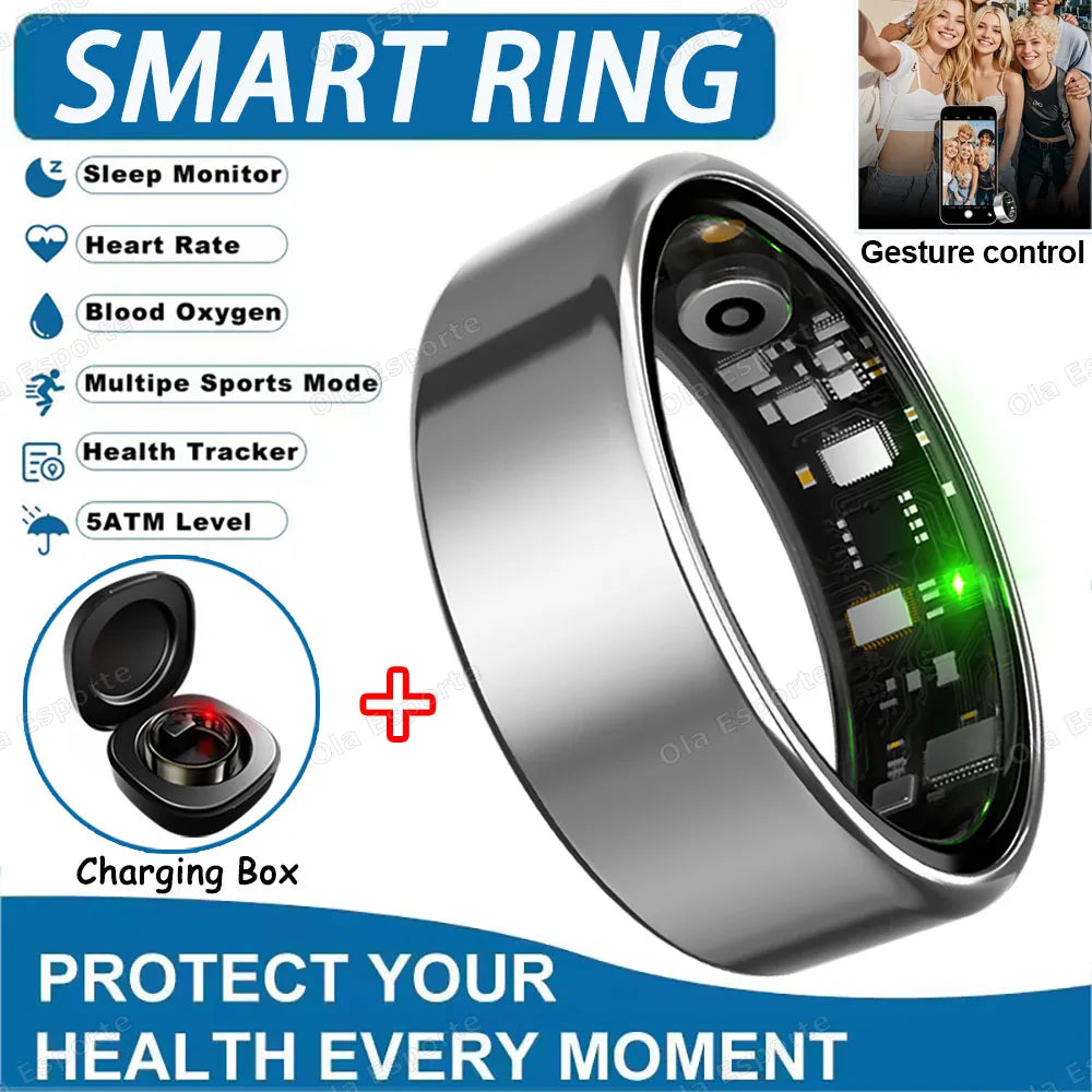 2025 New Smart Ring Heart Rate Blood Pressure Sleep Monitoring Motion Tracking IP68 Waterproof Men Women Smart Ring Holiday Gift - Merit Sell