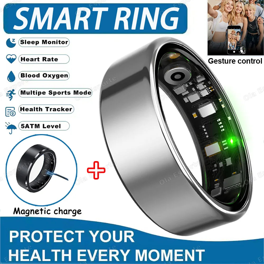 2025 New Smart Ring Heart Rate Blood Pressure Sleep Monitoring Motion Tracking IP68 Waterproof Men Women Smart Ring Holiday Gift - Merit Sell