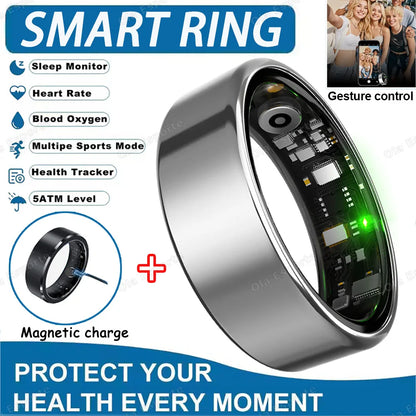 2025 New Smart Ring Heart Rate Blood Pressure Sleep Monitoring Motion Tracking IP68 Waterproof Men Women Smart Ring Holiday Gift - Merit Sell