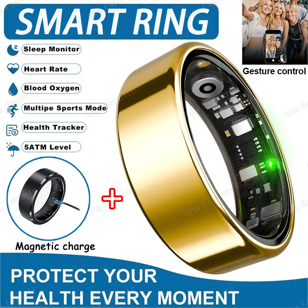2025 New Smart Ring Heart Rate Blood Pressure Sleep Monitoring Motion Tracking IP68 Waterproof Men Women Smart Ring Holiday Gift - Merit Sell