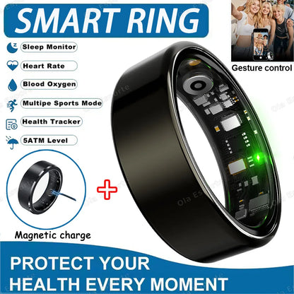 2025 New Smart Ring Heart Rate Blood Pressure Sleep Monitoring Motion Tracking IP68 Waterproof Men Women Smart Ring Holiday Gift - Merit Sell