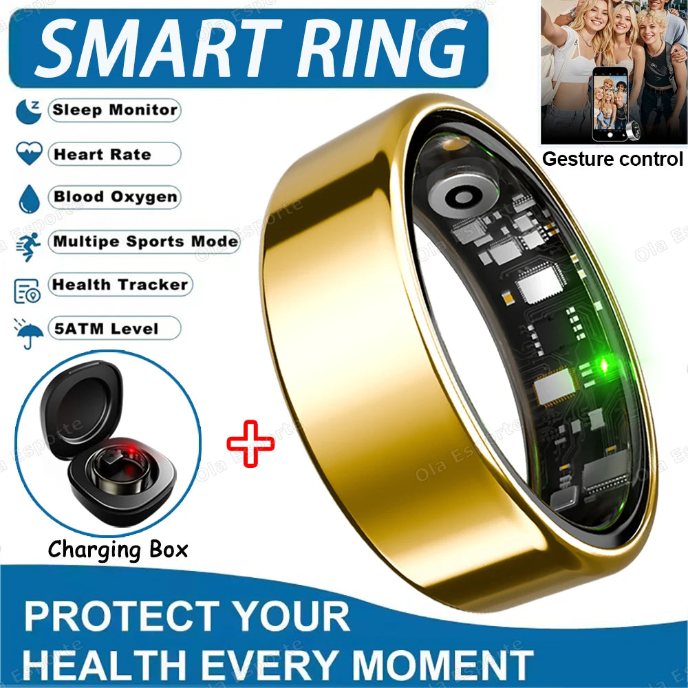 2025 New Smart Ring Heart Rate Blood Pressure Sleep Monitoring Motion Tracking IP68 Waterproof Men Women Smart Ring Holiday Gift - Merit Sell