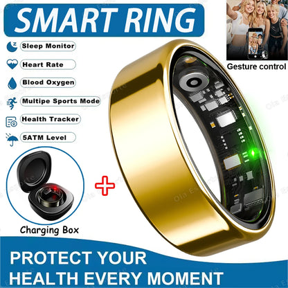 2025 New Smart Ring Heart Rate Blood Pressure Sleep Monitoring Motion Tracking IP68 Waterproof Men Women Smart Ring Holiday Gift - Merit Sell