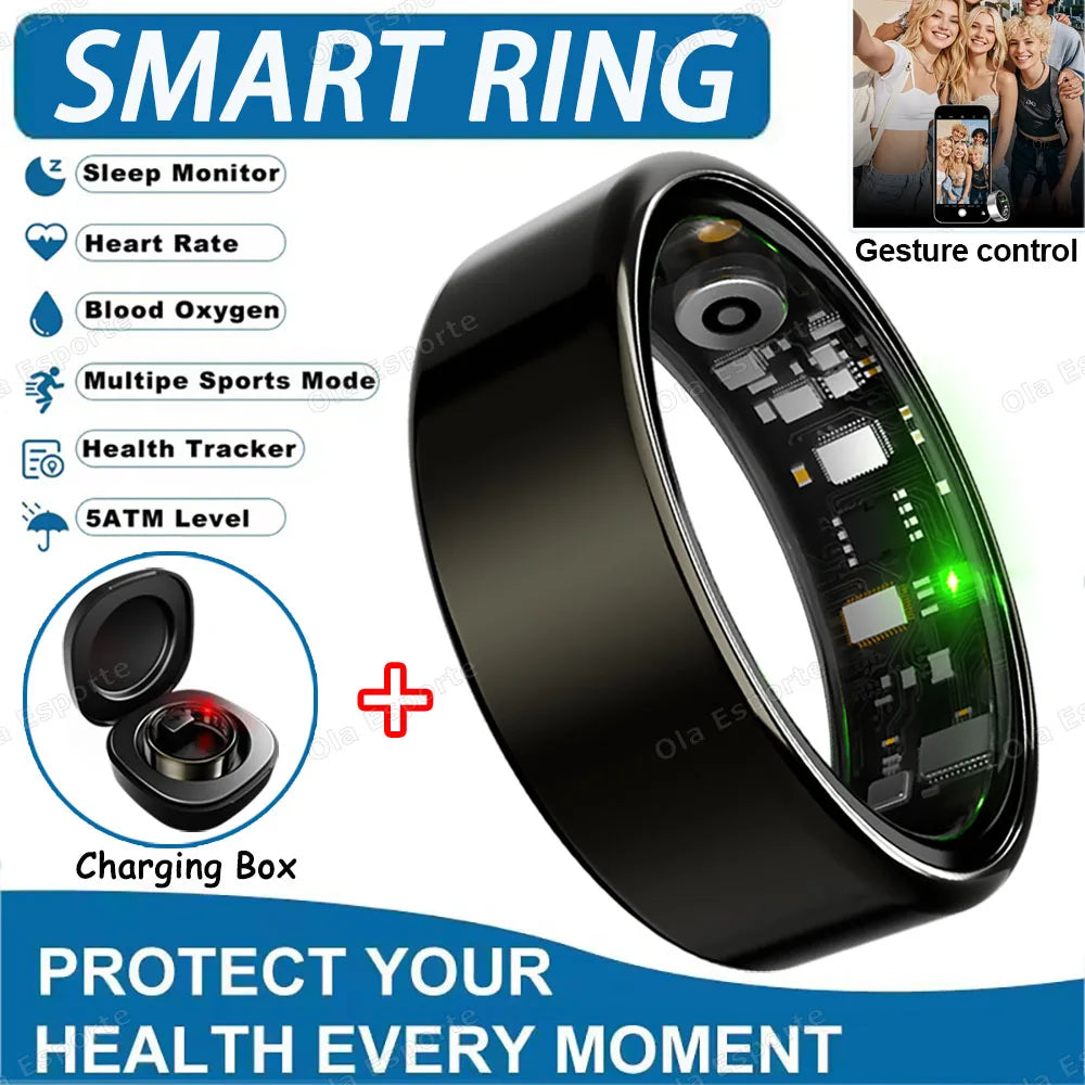 2025 New Smart Ring Heart Rate Blood Pressure Sleep Monitoring Motion Tracking IP68 Waterproof Men Women Smart Ring Holiday Gift - Merit Sell