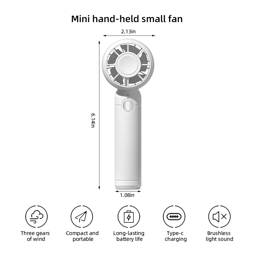 2025 USB Mini Fan Rechargeable Mini Fan Portable Handheld Cooling Fan for Office Travel outdoor camping - Merit Sell