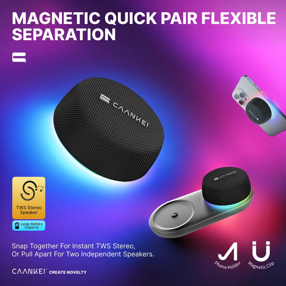 2026 New Dual TWS Dual Bluetooth Speakers Magnetic Phone Stand RGB Light 10H Playtime Wireless Speaker For Party Outdoor Camping - Merit Sell
