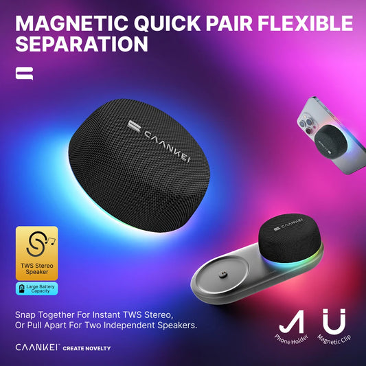 2026 New Dual TWS Dual Bluetooth Speakers Magnetic Phone Stand RGB Light 10H Playtime Wireless Speaker For Party Outdoor Camping - Merit Sell