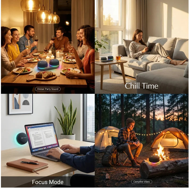 2026 New Dual TWS Dual Bluetooth Speakers Magnetic Phone Stand RGB Light 10H Playtime Wireless Speaker For Party Outdoor Camping - Merit Sell